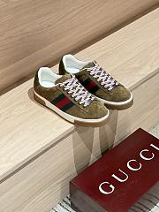 Men's Gucci Ace Sneaker with Web Forest Green Suede - 1