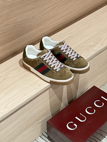 Men's Gucci Ace Sneaker with Web Forest Green Suede