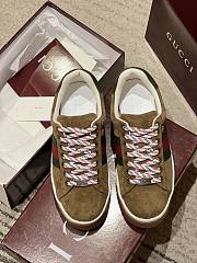 Men's Gucci Ace Sneaker with Web Forest Green Suede - 5