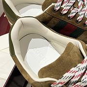 Men's Gucci Ace Sneaker with Web Forest Green Suede - 3
