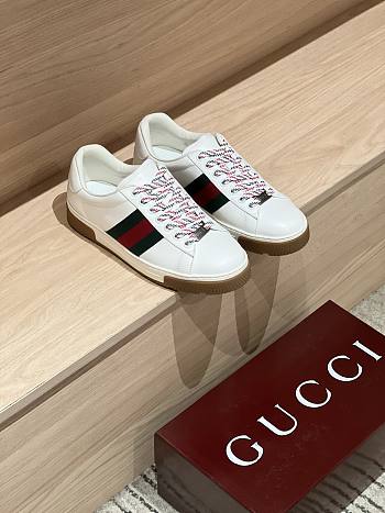 Men's Gucci Ace Sneaker with Web White Leather