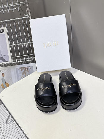Dior D-Lane Platform Slide Black Padded Lambskin 