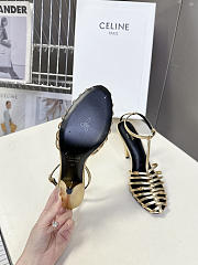 Celine Cage Strappy Sandal In Laminated Lambskin Gold 9mm - 6