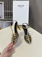 Celine Cage Strappy Sandal In Laminated Lambskin Gold 9mm - 4
