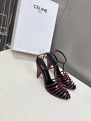 Celine Cage Strappy Sandal In Goatskin Burgundy 9mm - 6