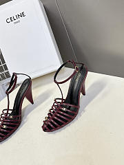 Celine Cage Strappy Sandal In Goatskin Burgundy 9mm - 5