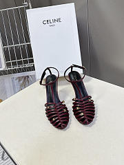 Celine Cage Strappy Sandal In Goatskin Burgundy 9mm - 4