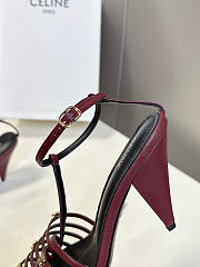 Celine Cage Strappy Sandal In Goatskin Burgundy 9mm - 3