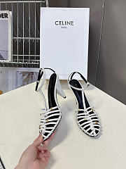 Celine Cage Strappy Sandal In Goatskin White 9mm - 1