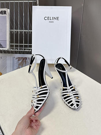 Celine Cage Strappy Sandal In Goatskin White 9mm