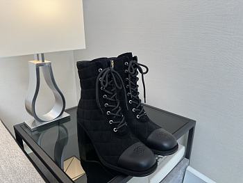 Chanel Lace-Up Shoes Suede Calfskin & Calfskin Black 70mm