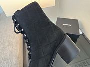 Chanel Lace-Up Shoes Suede Calfskin & Calfskin Black 70mm - 6