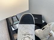 Chanel Lace-Up Shoes Suede Calfskin & Calfskin Gray 70mm - 5