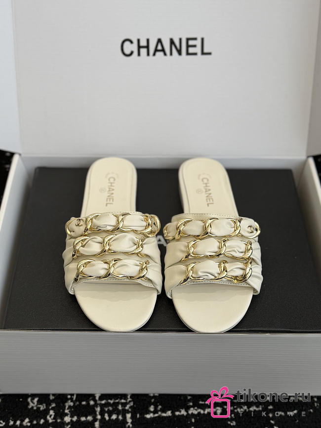 Chanel Mules Lambskin Ivory  - 1