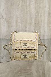 Chanel Mini Classic Handbag Tweed & Gold Metal Light Yellow - 20x12x6cm - 1