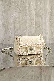 Chanel Mini Classic Handbag Tweed & Gold Metal Light Yellow - 20x12x6cm - 2