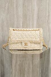 Chanel Classic 11.12 Handbag Tweed & Gold Metal Ecru & Gold - 25.5x15.5x6.5cm - 1