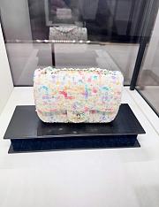 Chanel Flap Bag Tweed Gold Metal Ecru Multicolour - 21x13x8cm - 2