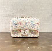 Chanel Flap Bag Tweed Gold Metal Ecru Multicolour - 21x13x8cm - 3