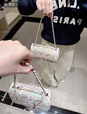 Chanel Flap Bag Tweed Gold Metal Ecru Multicolour - 21x13x8cm - 4