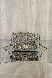 Chanel Evening Bag Strass Imitation Pearls & Gold-Tone Metal Dark Gray Pearly White & Light Gray - 21x13x8cm - 6