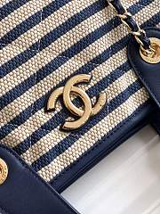 Chanel Deauville Tote Striped Canvas White Navy - 36x21.5x11cm - 5
