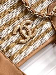 Chanel Deauville Tote Striped Canvas White Beige - 36x21.5x11cm - 2