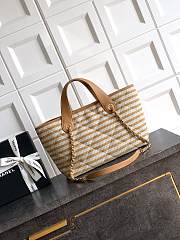 Chanel Deauville Tote Striped Canvas White Beige - 36x21.5x11cm - 5