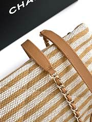 Chanel Deauville Tote Striped Canvas White Beige - 36x21.5x11cm - 6