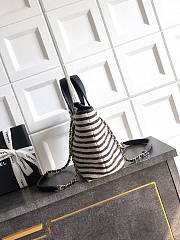 Chanel Deauville Tote Striped Canvas White Black - 36x21.5x11cm - 3