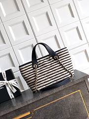 Chanel Deauville Tote Striped Canvas White Black - 36x21.5x11cm - 5