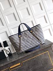 Chanel Deauville Tote Striped Canvas White Navy - 46×25×13cm - 2