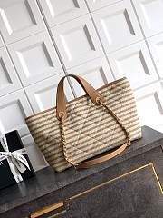 Chanel Deauville Tote Striped Canvas White Beige - 46×25×13cm - 4