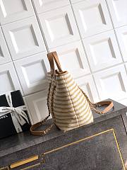 Chanel Deauville Tote Striped Canvas White Beige - 46×25×13cm - 5