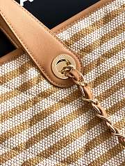 Chanel Deauville Tote Striped Canvas White Beige - 46×25×13cm - 2
