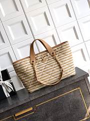 Chanel Deauville Tote Striped Canvas White Beige - 46×25×13cm - 1
