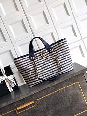 Chanel Deauville Tote Striped Canvas White Black - 46×25×13cm - 1