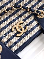 Chanel Deauville Tote Striped Canvas White Black - 46×25×13cm - 5