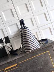 Chanel Deauville Tote Striped Canvas White Black - 46×25×13cm - 3