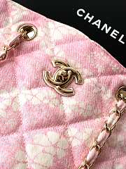 Chanel Shopping Bag Printed Denim & Gold Tone Metal Pink & White - 37x28.5x13cm - 6