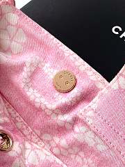 Chanel Shopping Bag Printed Denim & Gold Tone Metal Pink & White - 37x28.5x13cm - 3