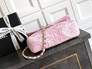 Chanel Flap Bag Printed Denim & Gold-Tone Metal White & Pink - 15x24x6.5cm - 5