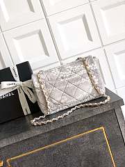 Chanel Flap Bag Printed Denim & Gold-Tone Metal White & Gray - 15x24x6.5cm - 5