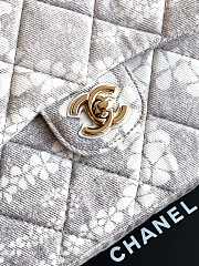 Chanel Flap Bag Printed Denim & Gold-Tone Metal White & Gray - 15x24x6.5cm - 4