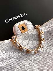 Chanel Flap Bag Printed Denim & Gold-Tone Metal White & Gray - 15x24x6.5cm - 2