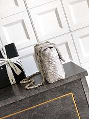 Chanel Flap Bag Printed Denim & Gold-Tone Metal White & Gray - 15x24x6.5cm - 3