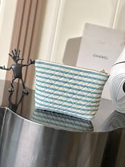 Chanel Zipped Case Printed Fabric & Gold-Tone Metal Light Beige & Blue - 26x16.5x9cm - 4