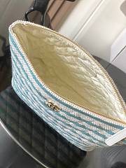 Chanel Zipped Case Printed Fabric & Gold-Tone Metal Light Beige & Blue - 26x16.5x9cm - 2
