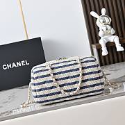 Chanel Clutch with Chain Printed Fabric & Gold-Tone Metal Beige & Navy - 18.5x11.5x11cm - 4