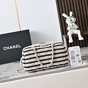 Chanel Clutch with Chain Printed Fabric & Gold-Tone Metal Beige & Black - 18.5x11.5x11cm - 1